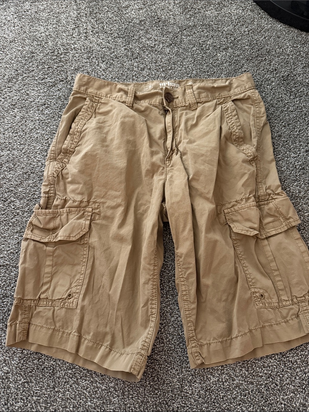 urban pipeline Men's Tan Cargo Shorts - Utility Pockets